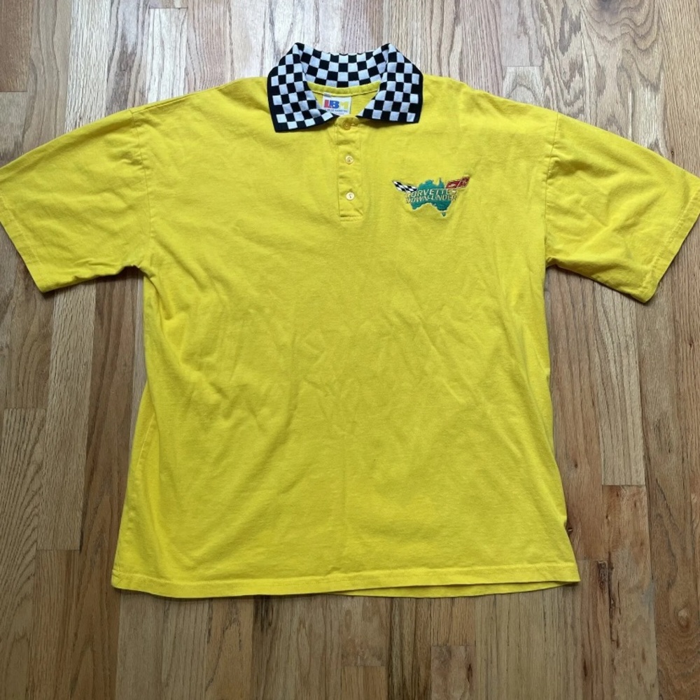 Men's Vintage 90's Corvettes Down Under Car Club Racing Polo T Shirt Tee Sz XL